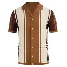 Polo de Manga Corta para Hombre, Diseño a Rayas con Bloques de Color, Cierre de Botones, Corte Regular - Product Image 6