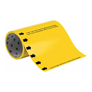 Marqueur de tuyau flexible auto-adhésif jaune Brady avec flèche pour la signalisation des conduites industrielles - Product Image 1