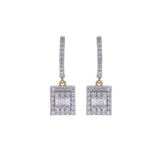 Pendientes de lujo para mujer, chapados en rodio, oro amarillo de 14 quilates, con diamantes redondos simétricos, joyería fina - Product Image 1
