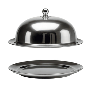 Cloche alimentaire ronde en acier inoxydable de luxe, couvercle en métal pour la cuisine, la table, la restauration, avec couvercle. - Product Image 3