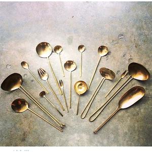 Stainless Steel <b>Gold</b> Mirror Polished Fabulous Long Loop Handle Kitchenware Serving and Cooking <b>Utensils</b> Set - Product Image 1