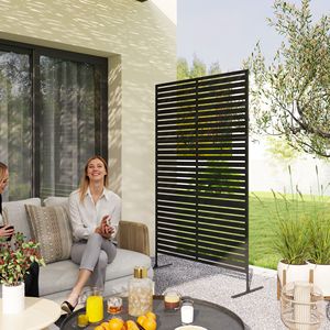 Schermo per Recinzione Esterna in Metallo Nero 198 cm (A) x 122 cm (L) con Supporto, Traliccio Decorativo per Piante Rampicanti per Recinzioni da Giardino - Product Image 2