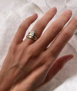 Pear Cut Lab Grown Diamond Stackable <b>Ring</b> Bezel Set 2.25mm Wide Dainty Minimalist Everyday Fine Jewelry 14K Solid Gold Wholesale - Product Image 2