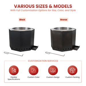 Outdoor Fire Pit Modern Smokeless Wood Fire Pit Stainless Steel Octagon BBQ Grill FP014 - Product Image 4