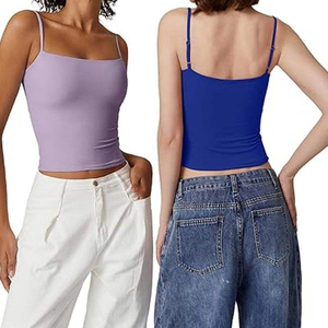 Custom Pure Nylon <b>Cropped</b> Tank <b>Top</b> Women's Slim Inside Wash Tank <b>Top</b> Women Elastic Short Sleeveless Tank <b>Top</b> - Product Image 4