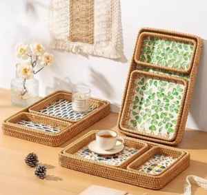 Bandeja de Servicio de Ratán para Decoración de Mesa en Fiestas y Bodas, Diferentes Formas, Proveedor de Vajilla para Servir Comida - Product Image 4