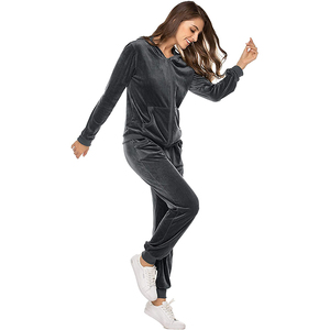 Women Winter Velvet <b>Tracksuit</b> Hood Crop Sets Rhinestone Lightweight Two Piece Streetwear Solid Breathable 100% Cotton Casual - Product Image 3