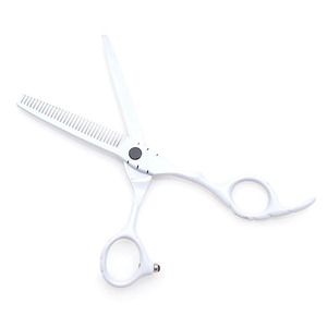 Juego de Tijeras Profesionales para Adelgazar el Cabello, Hoja de Acero Inoxidable, Mango de Plástico, para Diestros, Mango Largo, Color Blanco, Embalaje Personalizado - Product Image 4