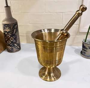 Brass Mortar and Pestle Set Manual <b>Herb</b> Spice <b>Grinder</b> Durable Metal Kitchen Tool Wholesale bulk mortar and pestle - Product Image 5