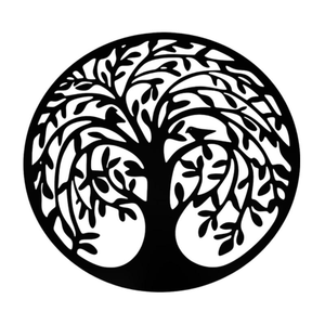 Manufacturer Wholesale Decorative Laser Cut Wall Panels Metal Black Round <b>Family</b> Tree of Life Wall Decoration - Product Image 1