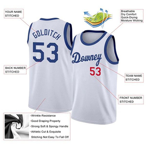 Nueva Camiseta de Baloncesto de Alta Calidad con Logotipo Cosido y Bordado, Personalizable con Logotipo - Product Image 2