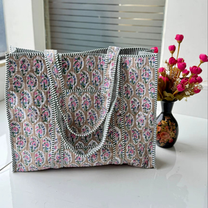 Quilted Cotton Shoulder Bag Fashion Forward Durable Fabric Secure <b>Zip</b> Closure Everyday Travel Handbag - Product Image 1