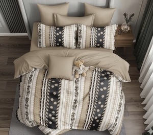 ModernCraft Queen Bedding Collection Woven Plush Microfiber Fabric with Minimal <b>Square</b> Motif (3 Pillowcases) All-Season Durable - Product Image 1