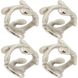 Anneau de serviette en métal argenté, forme de feuille abstraite, décoration de table sculpturale pour dîner de mariage - Product Image 6