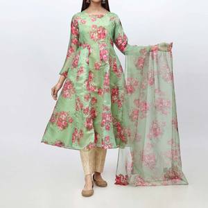 2PC Digital <b>Printed</b> Tussar Suit Elegant <b>Cocktail</b> Dresses Model PW3202 - Product Image 3