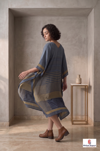 Vestido Kaftán de Rayón Estampado de Lujo para Mujer, Largo hasta la Rodilla, Corte en A, Cómodo para Vacaciones en la Playa o Resort - Product Image 6