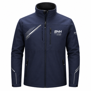Veste softshell pour homme personnalisée, imperméable, coupe-vent, respirante, à capuche, fermeture éclair intégrale, col montant, impression réfléchissante, logo OEM - Product Image 1