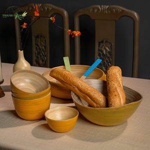 Ensemble de bols à soupe en bambou jetables personnalisables durables, écologiques, durables, sans danger pour les aliments, pour un usage domestique, ustensiles de cuisine vietnamiens - Product Image 2