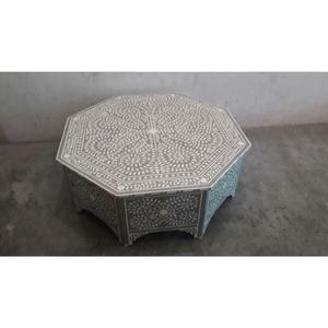 Mesa con Incrustaciones de Hueso de ILAHI, Diseño Moderno con Detalles de Ágata, Almacenamiento Portátil, Muebles para el Hogar - Product Image 1