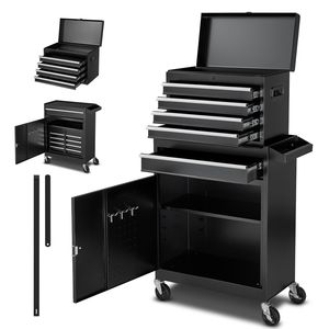 Cassetta degli Attrezzi Mobile 2-in-1 con 5 Cassetti, Parte Superiore Staccabile, Barra di Bloccaggio, Rivestimento Protettivo, Personalizzabile OBM OEM - Product Image 1