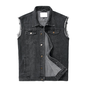 OEM Casual Vintage Style Men's <b>Denim</b> Vest <b>Jacket</b> <b>Sleeveless</b> <b>Denim</b> Vest With Customize Label Fashionable Jeans Vests - Product Image 1
