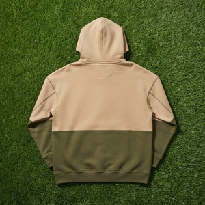 Sudadera con Capucha Oversize de Felpa para Mujer, Color Beige Oliva con Bloques de Color, Bolsillo Canguro, Estilo Casual Urbano - Product Image 6
