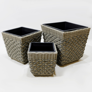 Artex Dong Thap Vietnam - Macetas Grandes de Jacinto de Agua y Hierba Marina Trenzada, Modelo CH2963E-3MC - Product Image 1