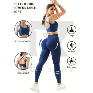 High Waist Ribbed Yoga <b>Leggings</b> Full Length Seamless Spandex/<b>Nylon</b> Four-Way Stretch Quick Dry Eco-Friendly Breathable Women - Product Image 4