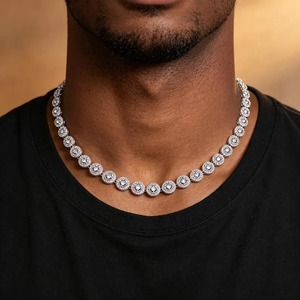 Suministro Directo de Fábrica Pulsera de Cadena Tipo Tenis de 10mm con Incrustaciones de Moissanita, Plata 925 Bañada en Oro Rosa, para Hombre y Mujer, Estilo Hip Hop - Product Image 3
