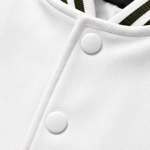 Veste de sport SINEWY pour homme, blanche, style varsity, en cuir véritable, avec lettres brodées NY sur le devant, col rabattu, style preppy, respirante - Product Image 4