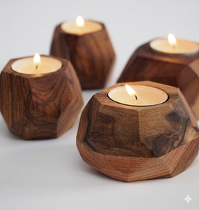 Portavelas de madera natural sólida para el hogar, bodas, festividades, personalizado, moderno, para decoración de mesa y aromaterapia. - Product Image 1