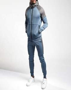 Conjunto Deportivo de Dos Piezas para Hombre, Sudadera con Capucha y Pantalones de Chándal, Corte Ajustado, Estilo Raglán, con Logotipo Personalizado, Bloques de Color, Transpirable, para Gimnasio y Deportes - Product Image 5