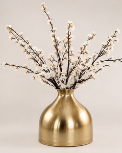 Vase à fleurs en métal doré de luxe avec tiges de fleurs de cerisier artificielles, centre de table décoratif pour la décoration de la maison - Product Image 1