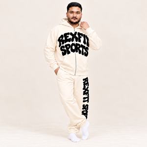 Ensemble de survêtement homme Rexfit avec impression en relief, veste à capuche zippée et pantalon de jogging à revers, en molleton, deux pièces, personnalisable - Product Image 6