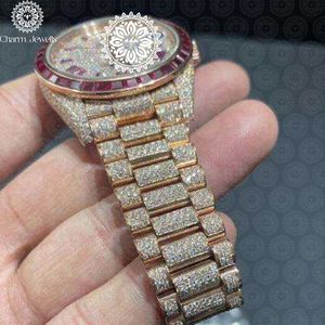 Montre de luxe pour homme Charm Jewells, mouvement mécanique analogique, lunette sertie de diamants, boîtier de 40 mm, bracelet en acier inoxydable, étanche 10 bars - Product Image 5