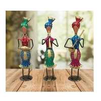 Ensemble de 3 figurines métalliques antiques Sardar Ji, musicien punjabi, design traditionnel, artisanat, décoration d'intérieur, haute qualité