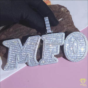 Custom" MFO" <b>Name</b> Pendant Moissanite Diamond Hip Hop Necklace Iced Out Cuban Link <b>Chain</b> Jewelry - Product Image 5