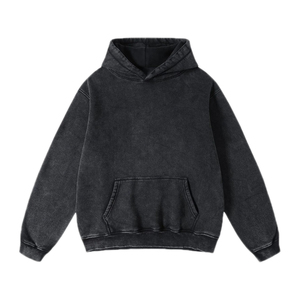 Men's Oversized Hooded Sweatshirt Solid Black Cotton Fleece Casual Winter Wear <b>Waterproof</b> Pockets Boxy Fit - Product Image 1