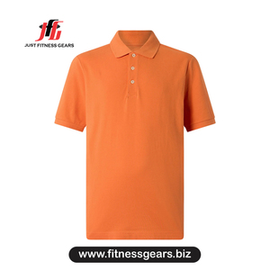 Men's <b>Orange</b> Short Sleeve <b>Polo</b> Shirt Solid Color Casual Woven Fabric Regular Fit - Product Image 3