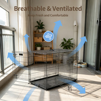 Cage à chien pliable en fil métallique à double porte, cage pour animaux de compagnie en métal avec plateau amovible et loquet coulissant pour chenil d'intérieur