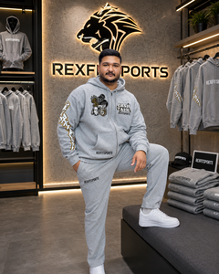 เสื้อฮู้ดซิปแบบมีลายกราฟิกสีเทาแบบกำหนดเอง REXFITSPORTS 2026 ผ้าฝ้ายผสมโพลีเอสเตอร์ ผ้าฟลีซ สตรีทแวร์ เสื้อสเวตเชิร์ตซิปเต็มตัว แบรนด์ส่วนตัว - Product Image 4