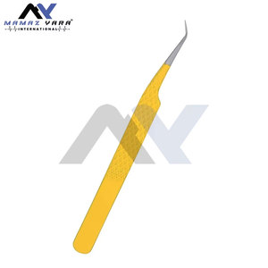 Pinces à cils professionnelles en acier inoxydable avec pointe en fibre jaune pour extensions de cils volumineuses, lot de 4 - Product Image 5