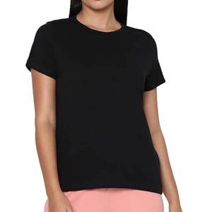 <b>Women</b> V-neck Short Sleeve T-shirt 100% Polyester Quick Dry Solid Color Casual Wear Regular Fit All Seasons Knitted Fabric - Product Image 3