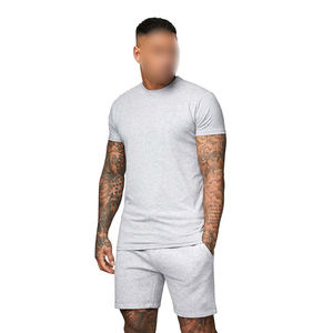 Camiseta Deportiva de Verano de Color Sólido a Precio Razonable, Manga Corta, Corte Ajustado, Cuello Redondo, Transpirable, Ligera, de Poliéster/Algodón - Product Image 1