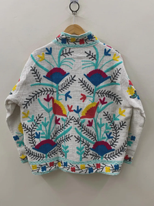 Indien Suzani broderie veste d'été coton Suzani manteau vêtements d'hiver veste manteau Suzani veste courte - Product Image 3