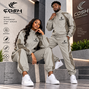 Set <span class=keywords><strong>Tuta</strong></span> Unisex COSH INTERNATIONAL con Parole Chiave Lunghe (Long-Tail Keywords) - <span class=keywords><strong>Tuta</strong></span> Sportiva Grigio Chiaro COSH Personalizzabile per Uomo e Donna - Product Image 4
