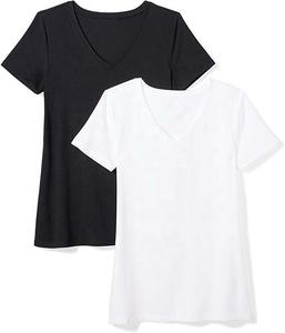 Camisetas al por mayor para mujer 2026, cuello en V profundo, lisas, sin marca, transpirables, de alta calidad, 100% algodón, con logotipo personalizado OEM - Product Image 4