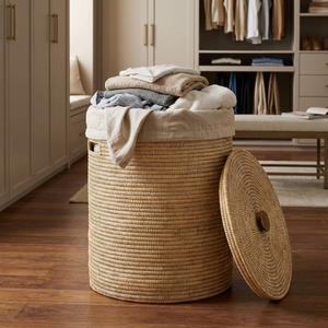 Wholesale Vietnam Seagrass Woven Storage Baskets with Lids and Handles – Handmade Decorative Home Organization Baskets - Product Image 2