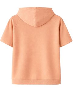 Haut à capuche décontracté pour homme, manches courtes, style streetwear léger d'été, en mélange de coton avec poches, couleur pêche - Product Image 2