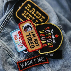 Custom Round Embroidered Woven Fabric Patches Badges Iron On <b>Sew</b> On Logo Patches for Uniform Apparel OEM Wholesale Bulk - Product Image 6
